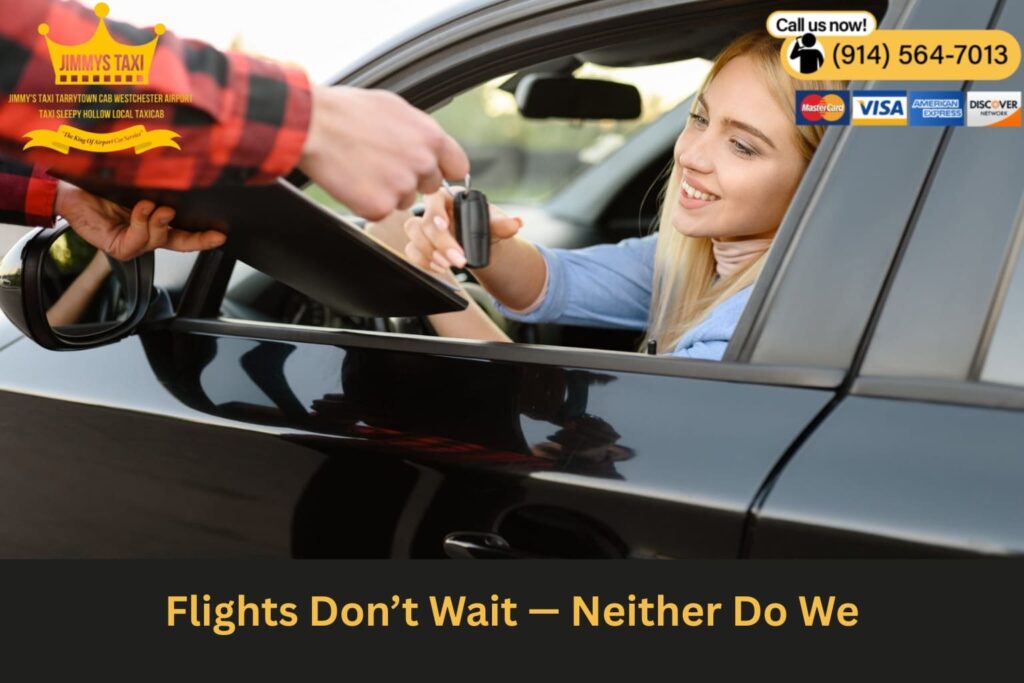 Black SUV arriving at airport terminal