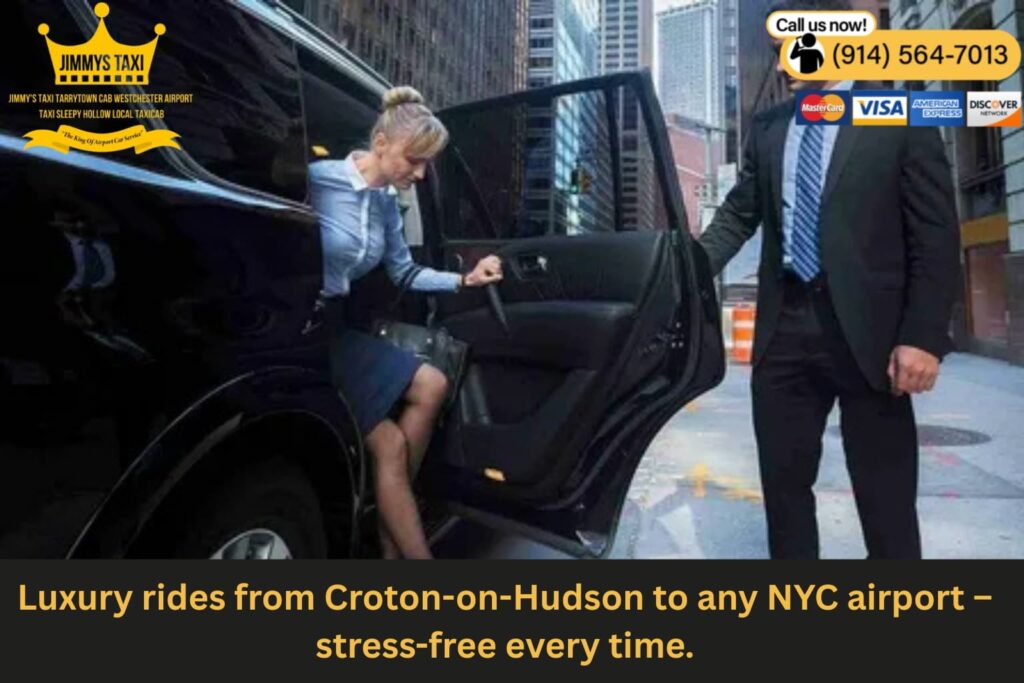 Croton on Hudson taxi sedan waiting with the engine off for a booked station pickup