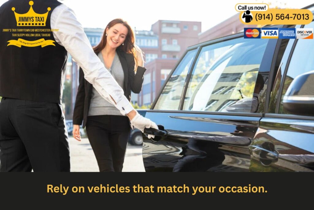 Lineup of different vehicles—sedan, SUV, and limousine.