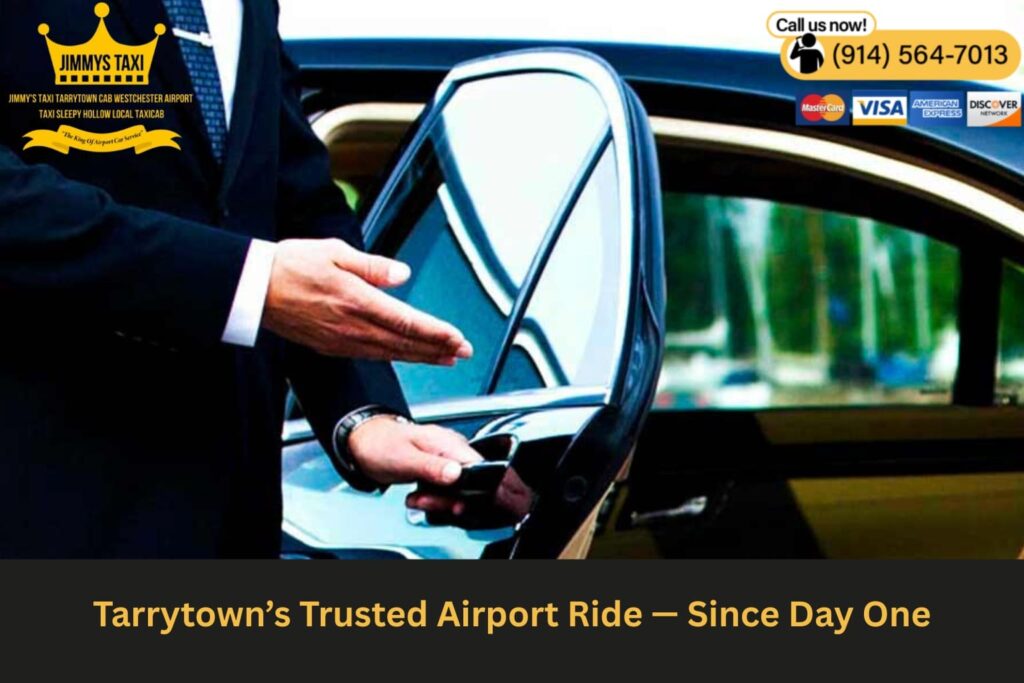 Friendly local driver standing next to branded car