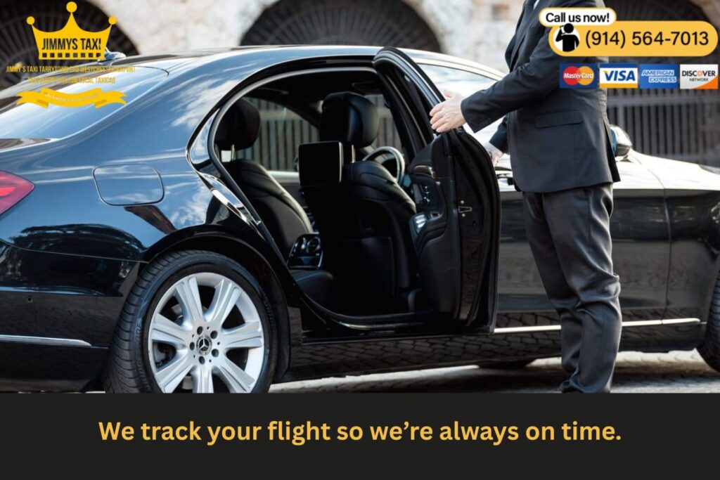 Driver checking real-time flight tracking app