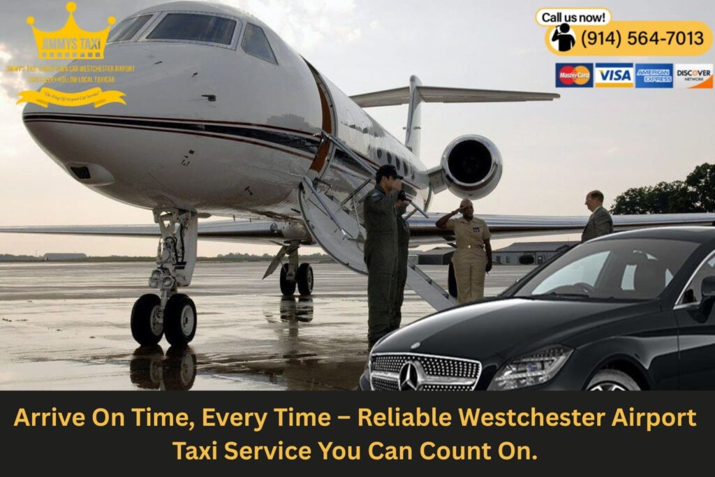 Westchester Airport taxi waiting for passengers at HPN terminal