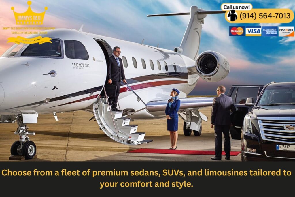 Fleet of luxury sedans and SUVs lined up for Westchester limo service