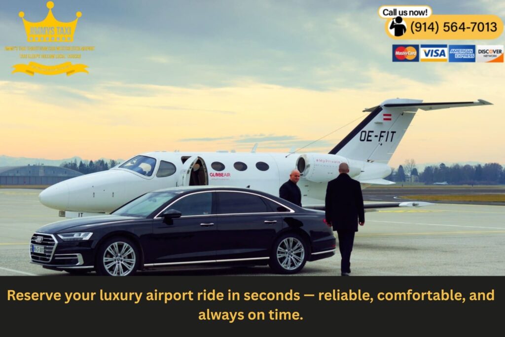 Passenger booking Westchester airport limo service on mobile phone