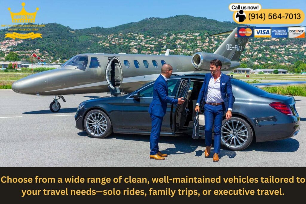 Diverse taxi fleet parked and ready for service