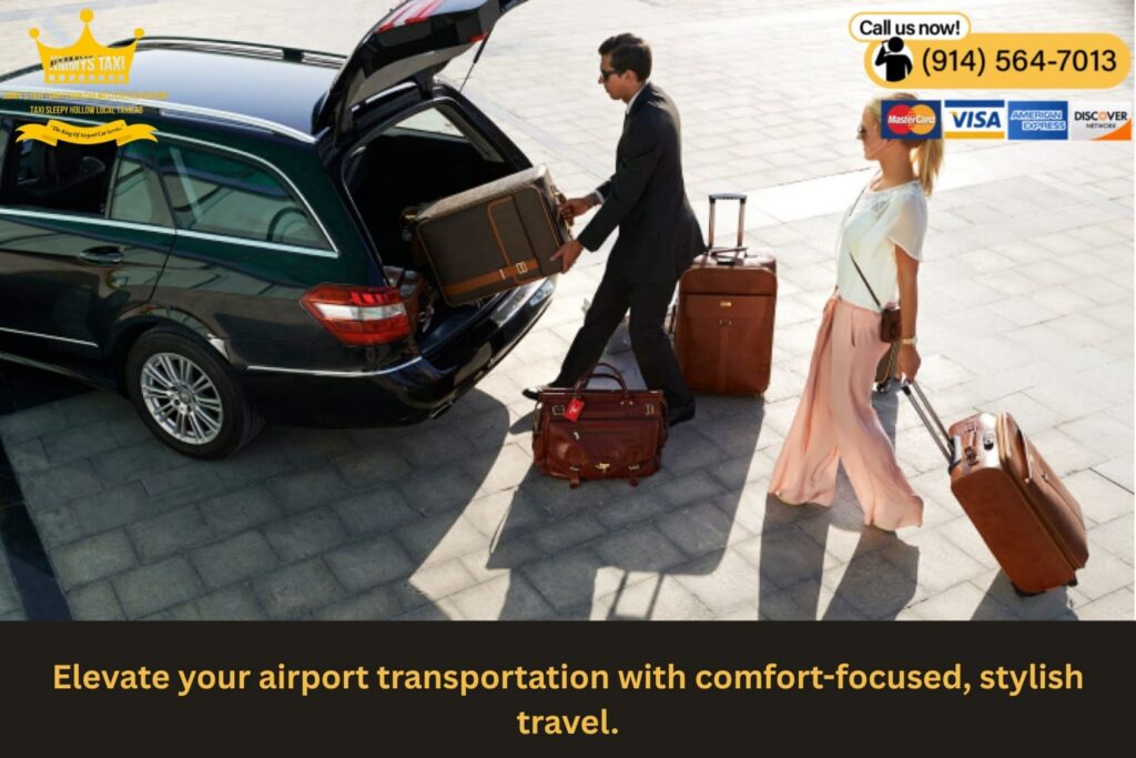 Stylish airport transportation vehicle at terminal