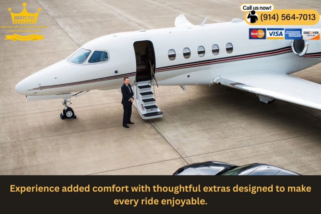 Taxi interior with modern amenities