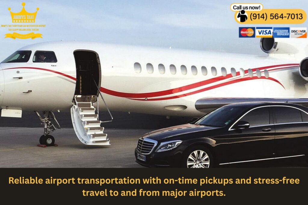 Taxi arriving at airport terminal