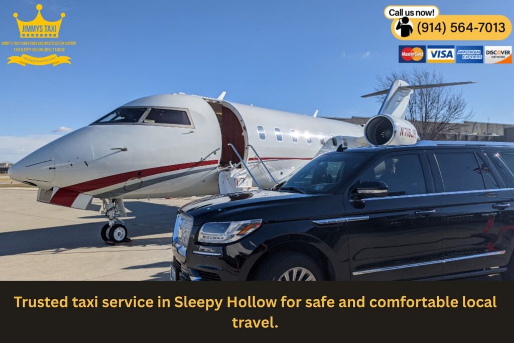 Sleepy Hollow Taxi 1 Sleepy Hollow taxi collecting a passenger with luggage before an early airport run
