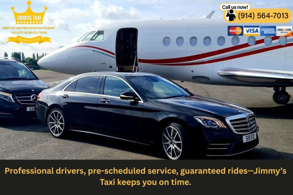 Jimmy’s Taxi driver assisting passenger at Westchester Airport